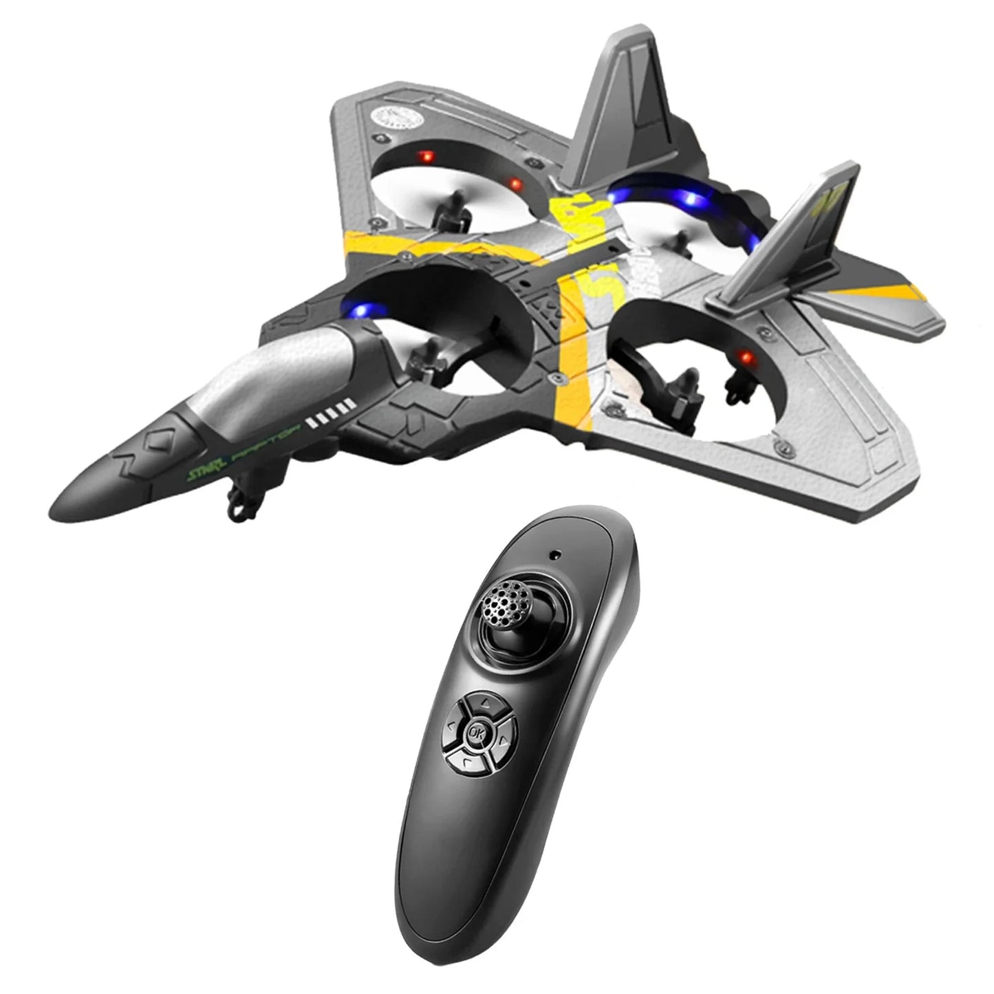 V17 RC Remote Drone Control Airplane 2.4G 6CH Remote Control Fighter Hobby Plane Glider Airplane EPP Foam Toys RC Drone Gift,3Pc Battery