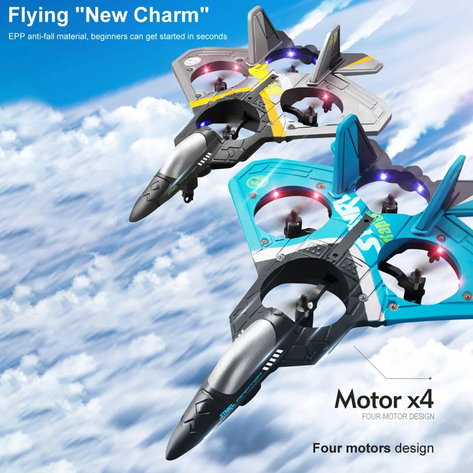V17 RC Remote Drone Control Airplane 2.4G 6CH Remote Control Fighter Hobby Plane Glider Airplane EPP Foam Toys RC Drone Gift,3Pc Battery